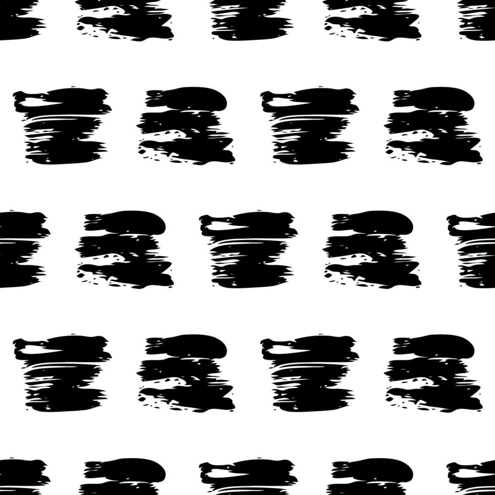 Seamless pattern with dark hand drawn scribble smear on white background. Abstract grunge texture. Vector illustration