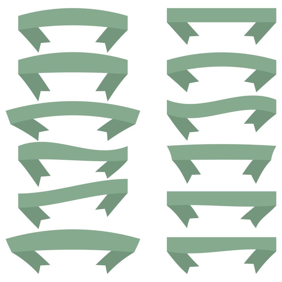 conjunto de doce cintas verdes y pancartas para diseño web. gran elemento de diseño aislado sobre fondo blanco. ilustración vectorial vector