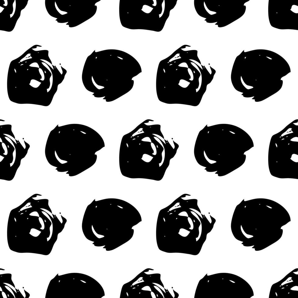 Seamless pattern with dark hand drawn round scribble smear on white background. Abstract grunge texture. Vector illustration