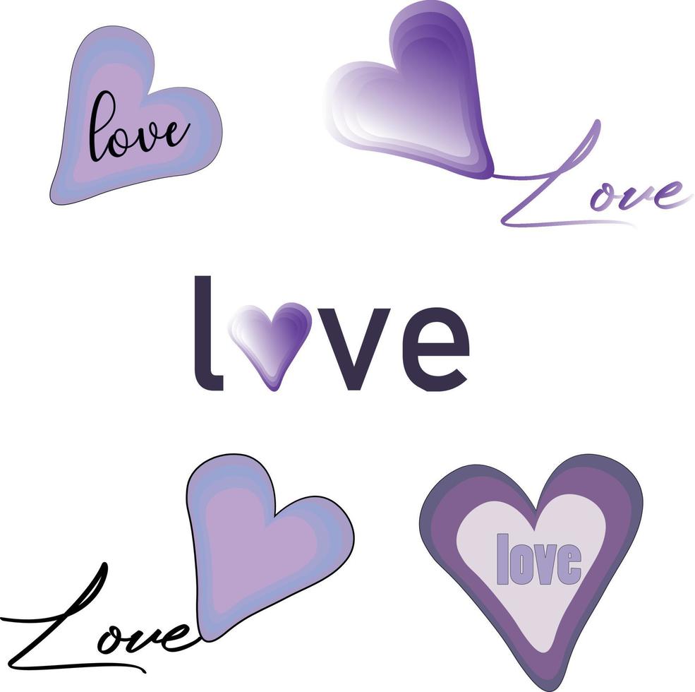 love word with heart drawing vector