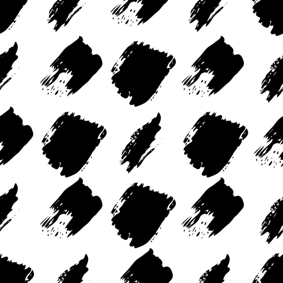 Seamless pattern with dark hand drawn scribble smear on white background. Abstract grunge texture. Vector illustration