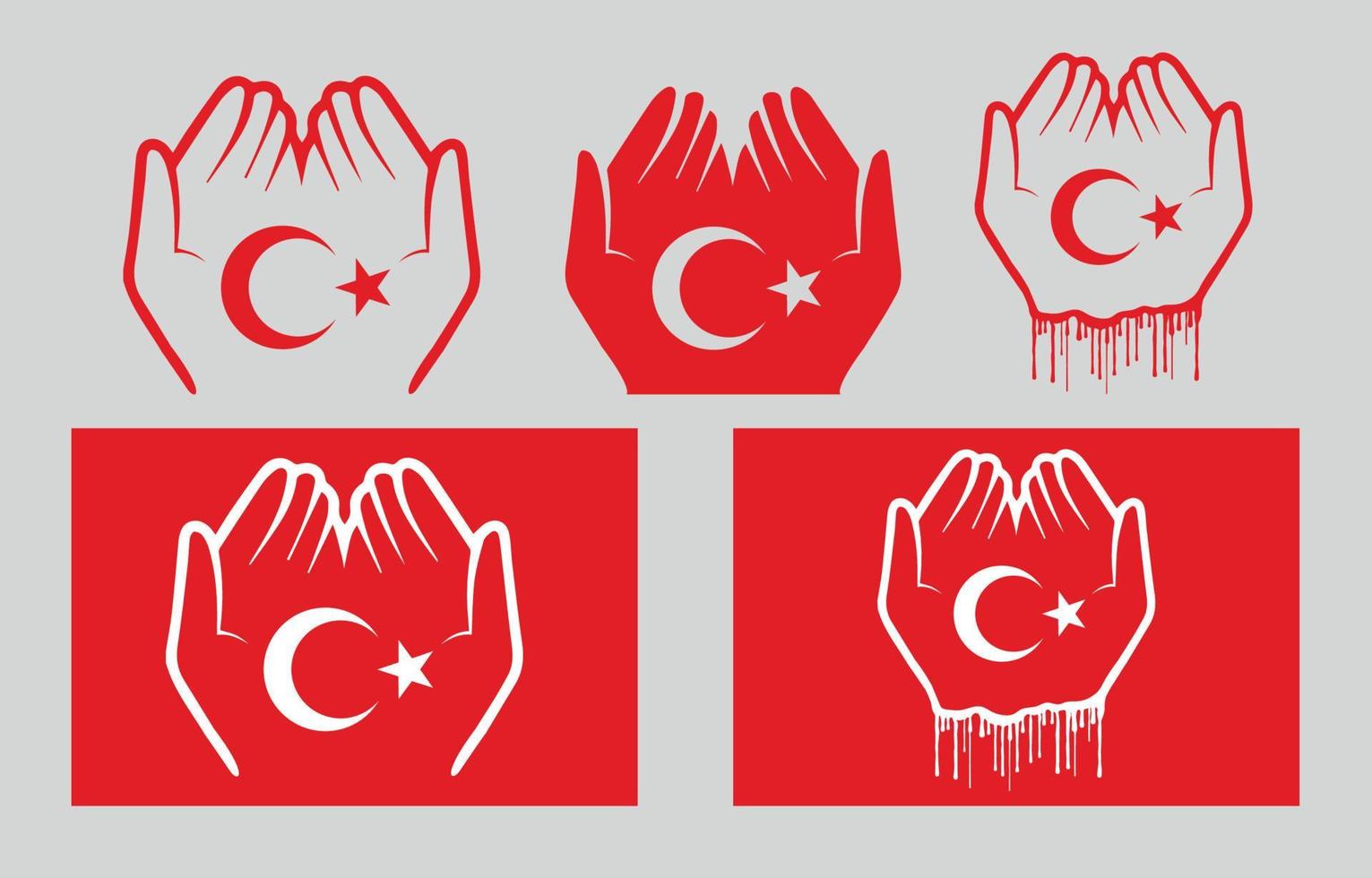 simbólico Orando manos para de pavo nacional luto debido a el terremoto. orar para Turquía concepto. vector