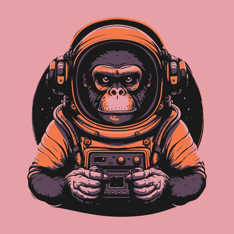 Monkey astronaut illustration vector