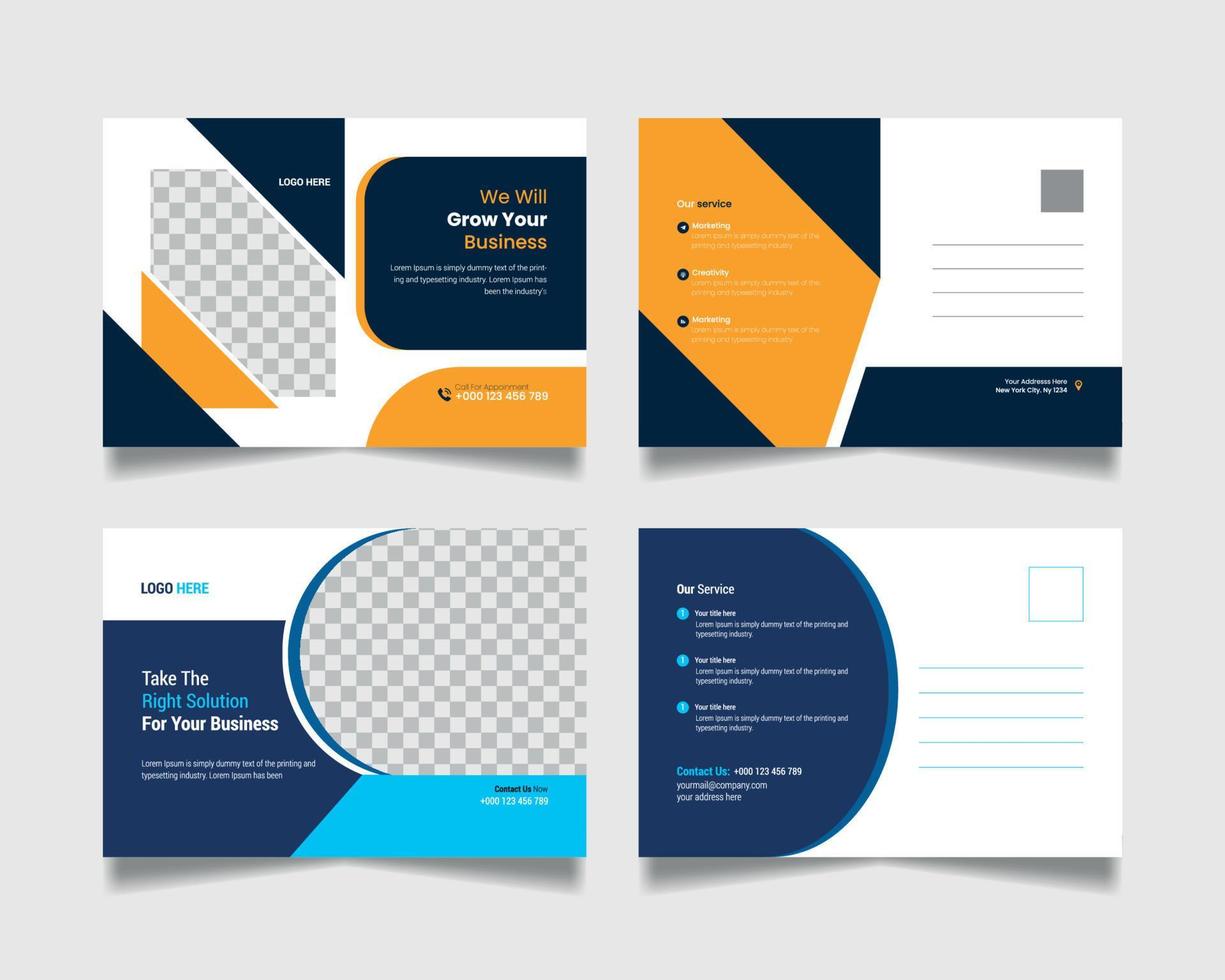 corporate modern post card template design vector