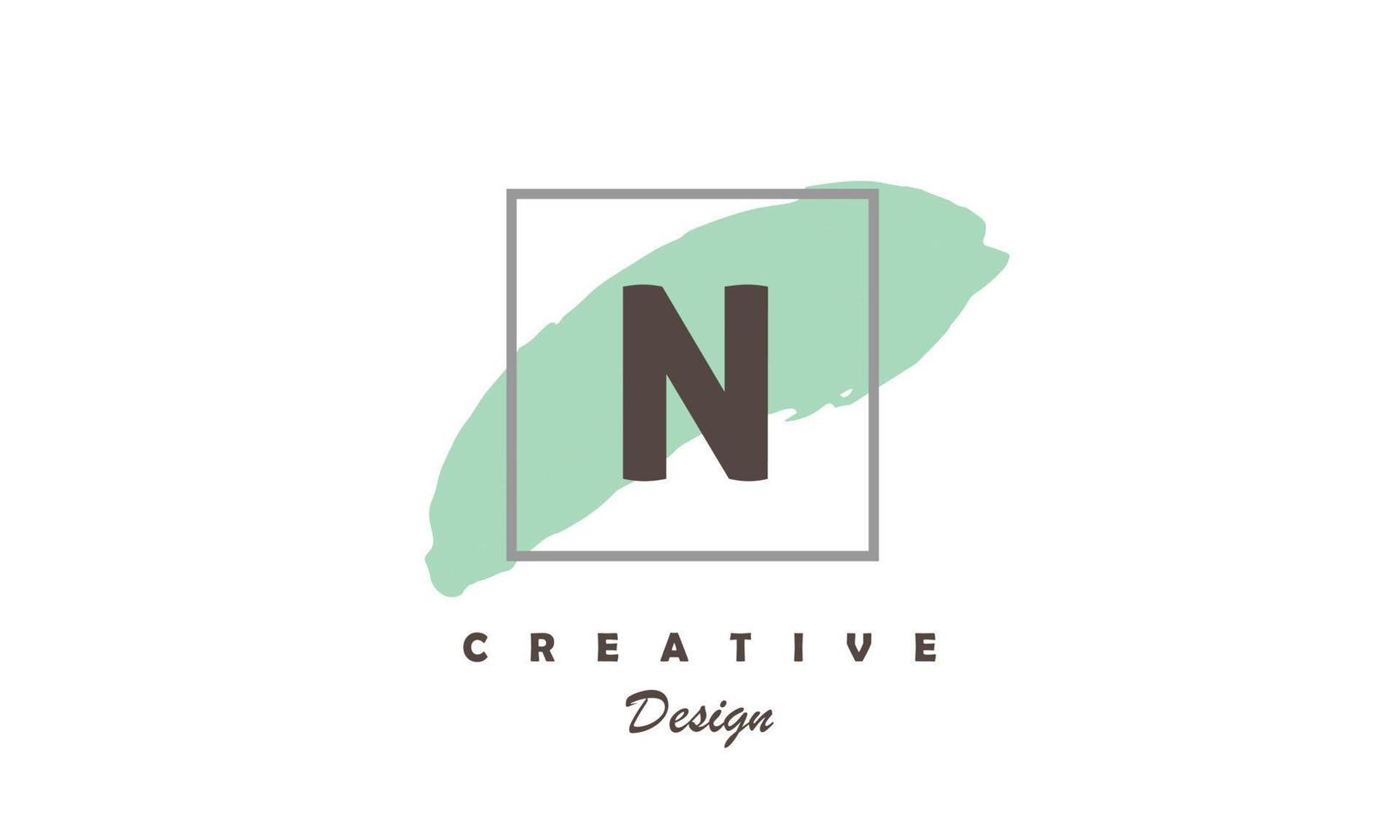 N  water color logo artistic, fancy,  trendy hand drawn  vector design on grey background.