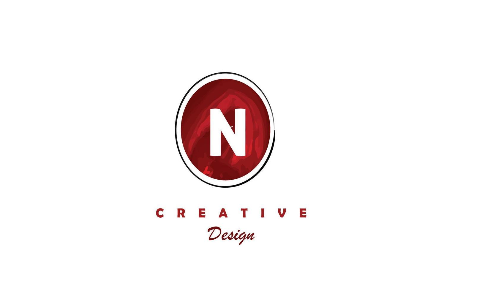 N  water color logo artistic, fancy,  trendy hand drawn  vector design on grey background.