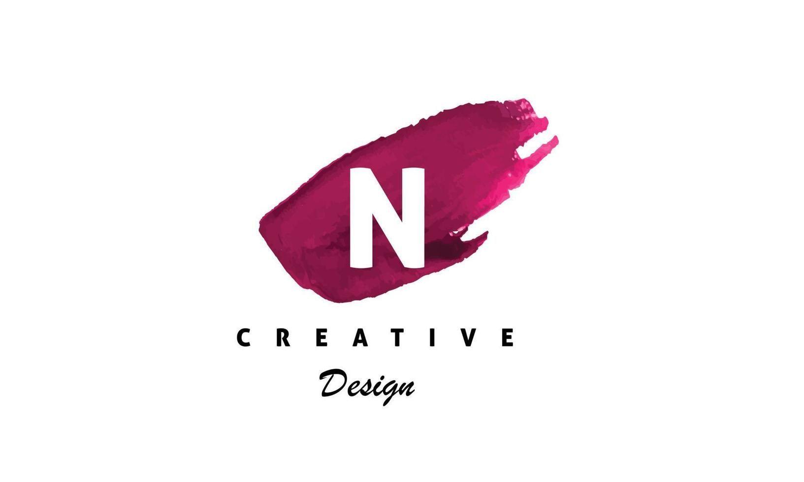 N  water color logo artistic, fancy,  trendy hand drawn  vector design on grey background.