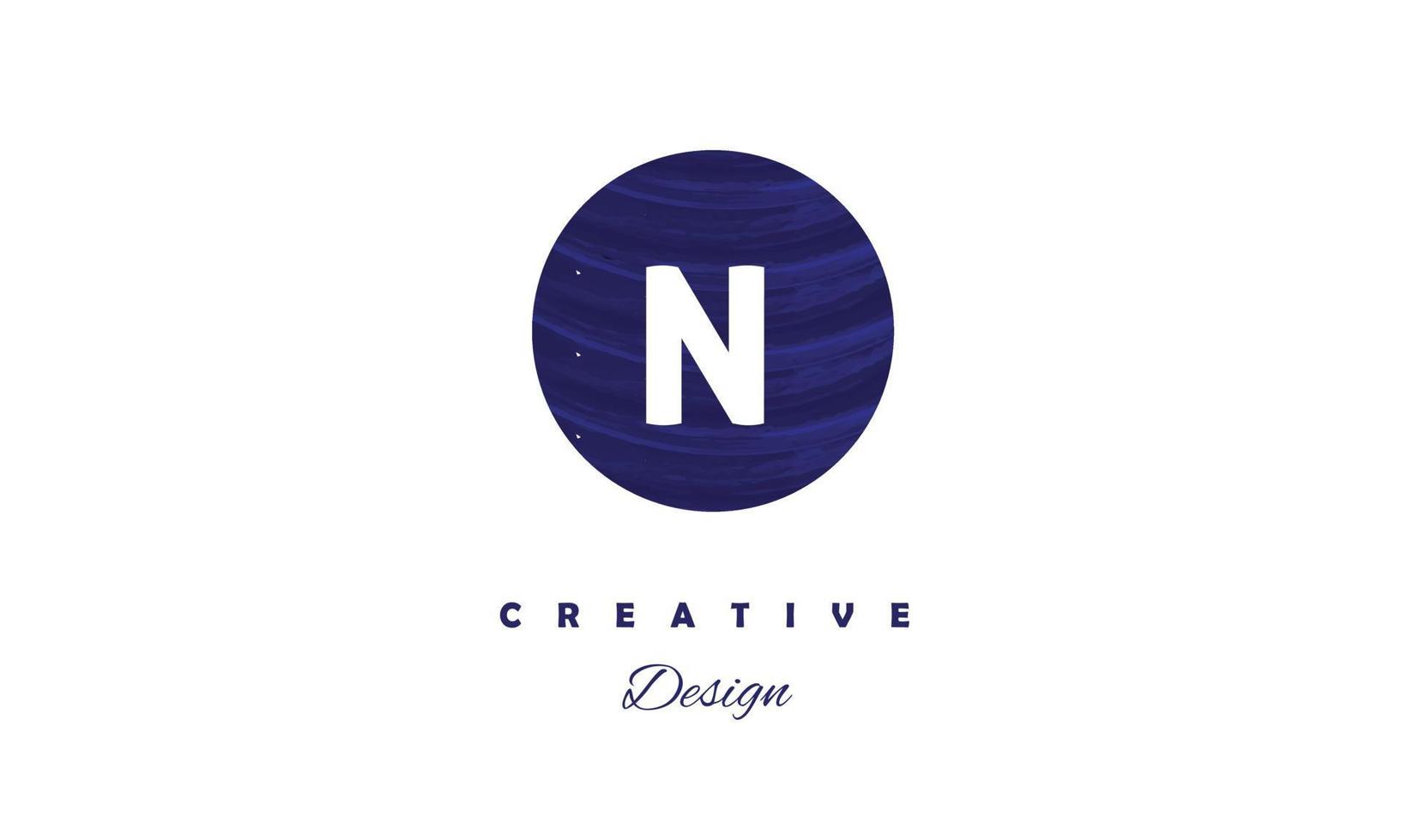 N  water color logo artistic, fancy,  trendy hand drawn  vector design on grey background.