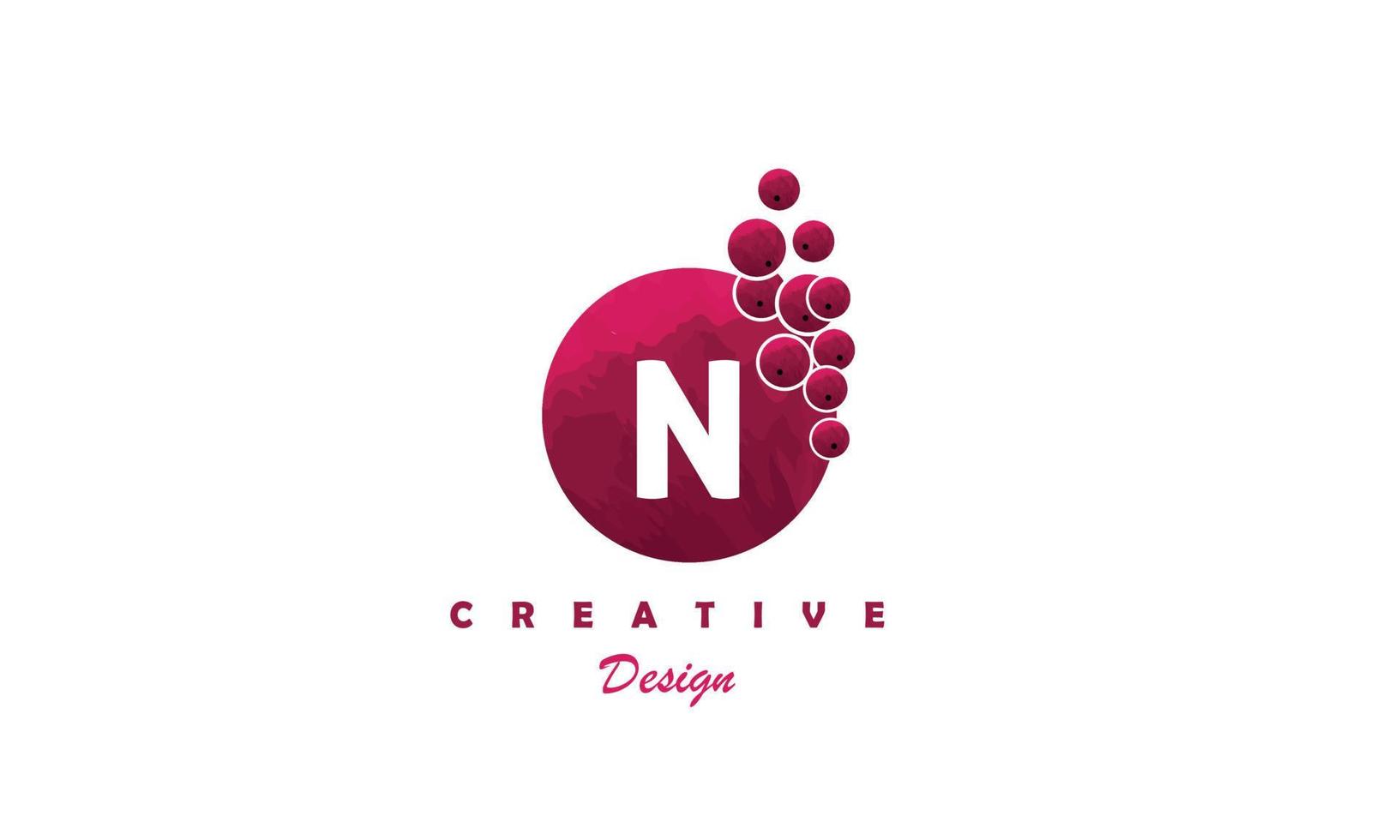 N  water color logo artistic, fancy,  trendy hand drawn  vector design on grey background.