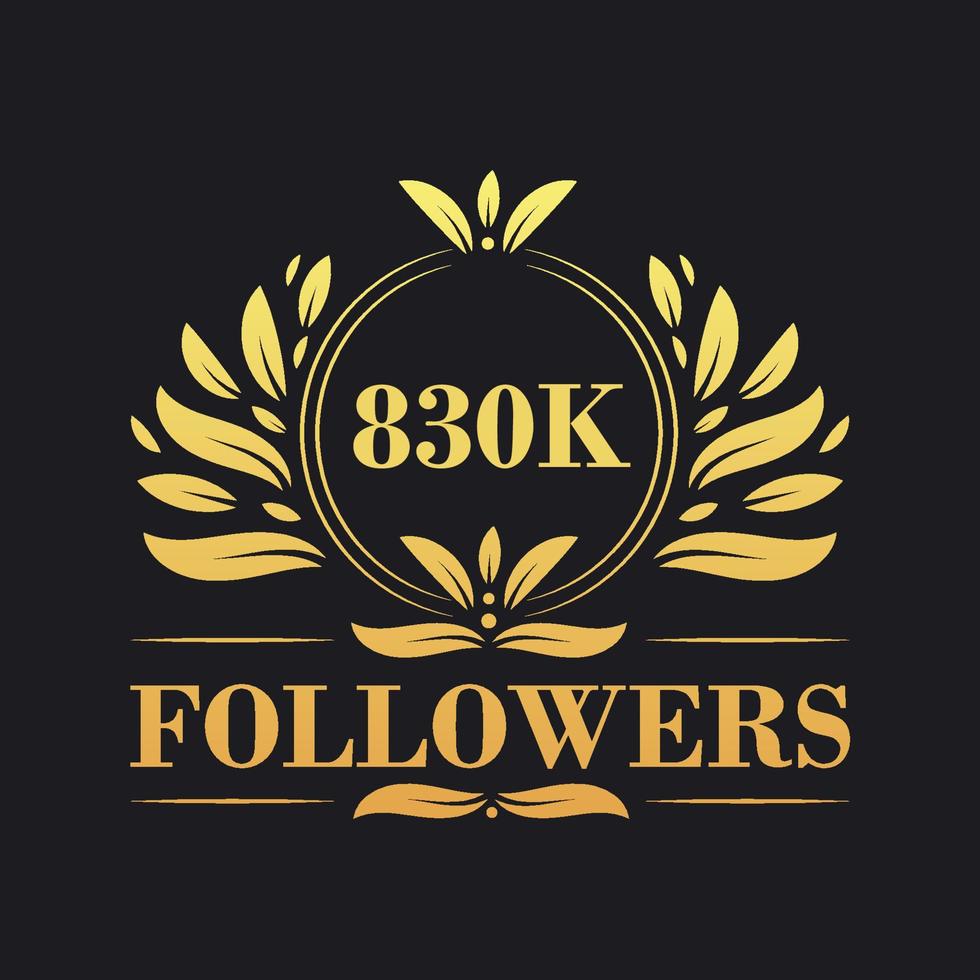 830k seguidores celebracion diseño. lujoso 830k seguidores logo para social medios de comunicación seguidores vector