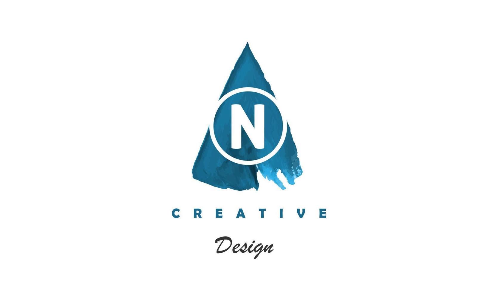 N  water color logo artistic, fancy,  trendy hand drawn  vector design on grey background.