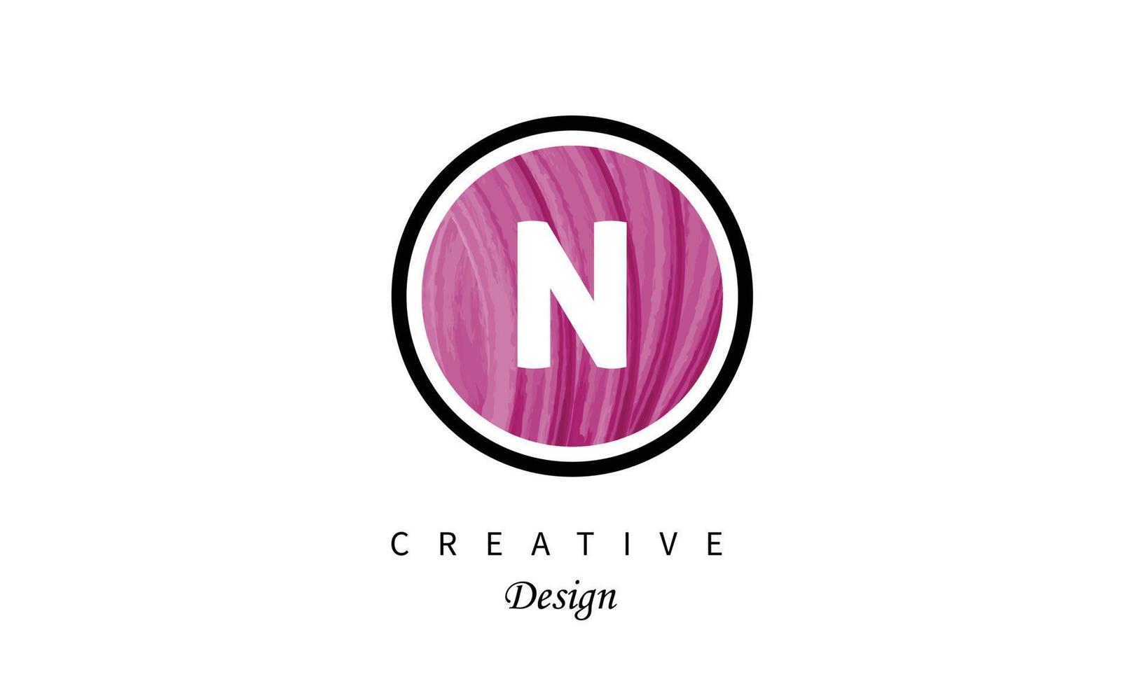 N  water color logo artistic, fancy,  trendy hand drawn  vector design on grey background.