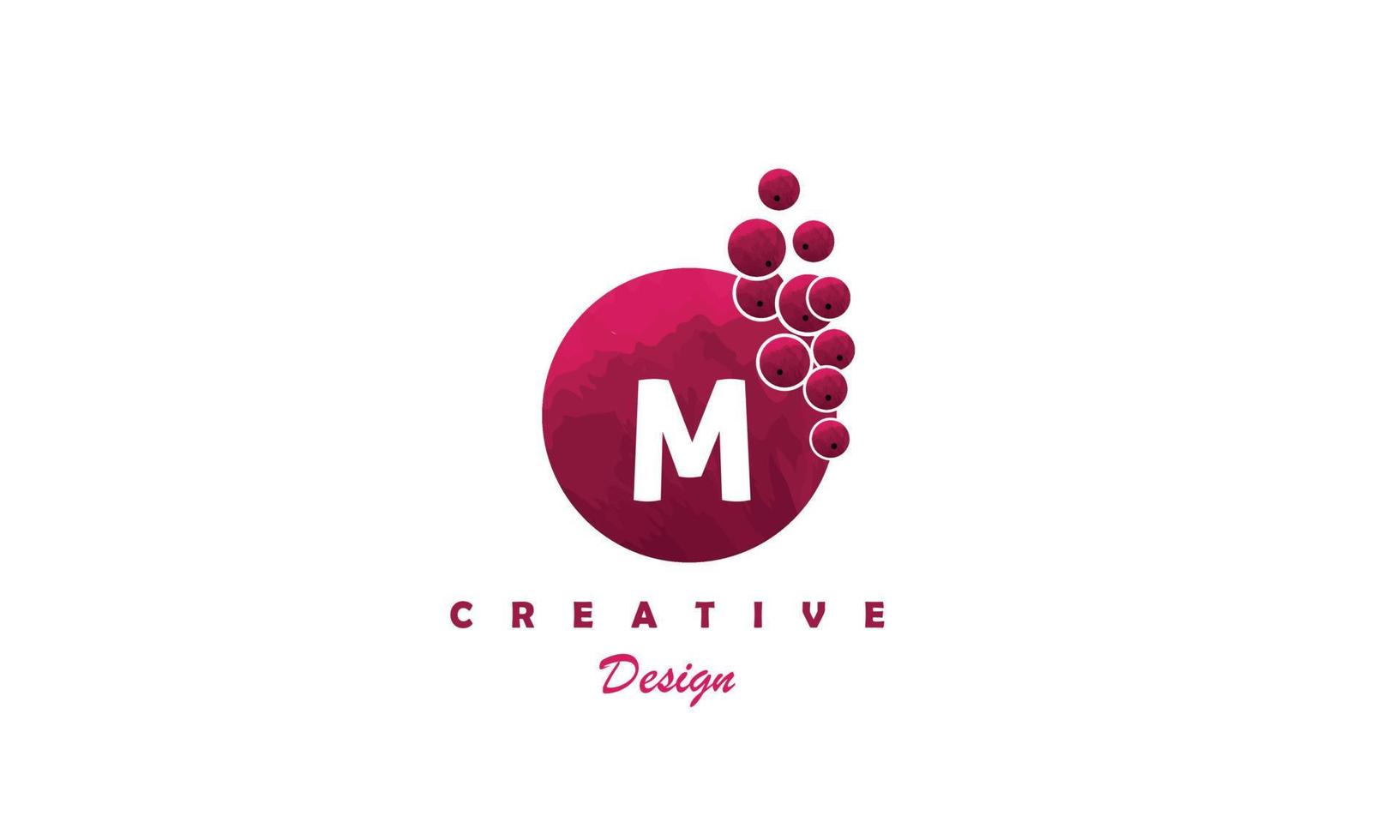 M alphabet  water color logo artistic, fancy,  trendy   vector design on grey background.