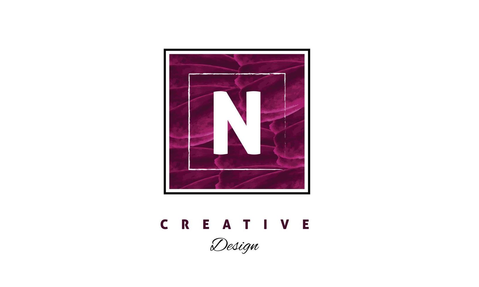 N  water color logo artistic, fancy,  trendy hand drawn  vector design on grey background.