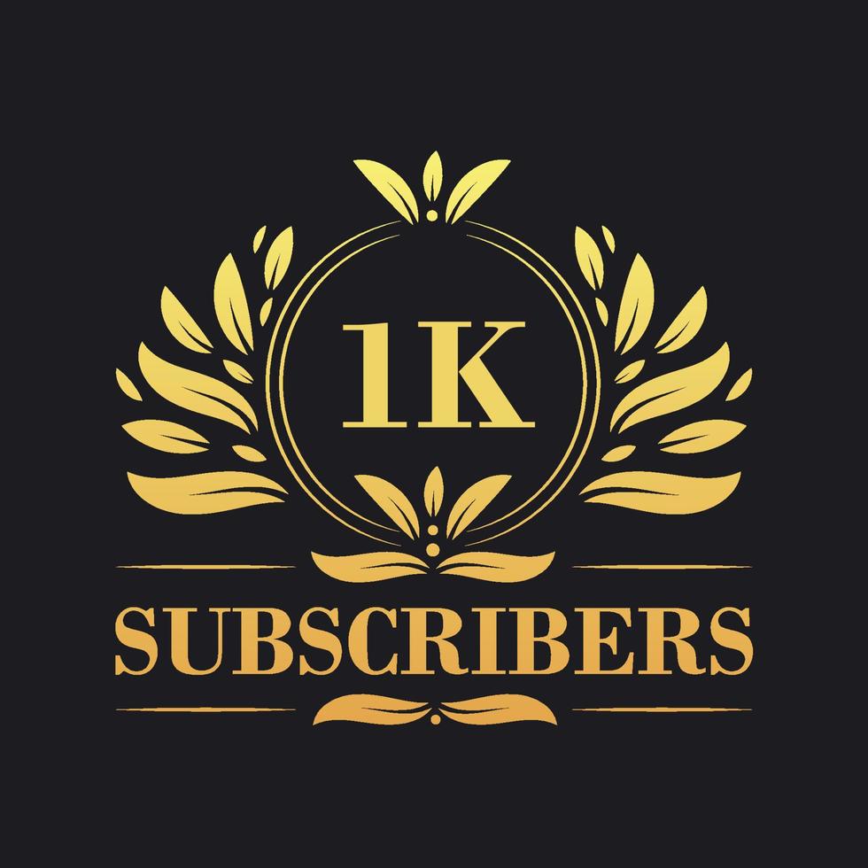 1K Subscribers celebration design. Luxurious 1K Subscribers logo for social media subscribers vector