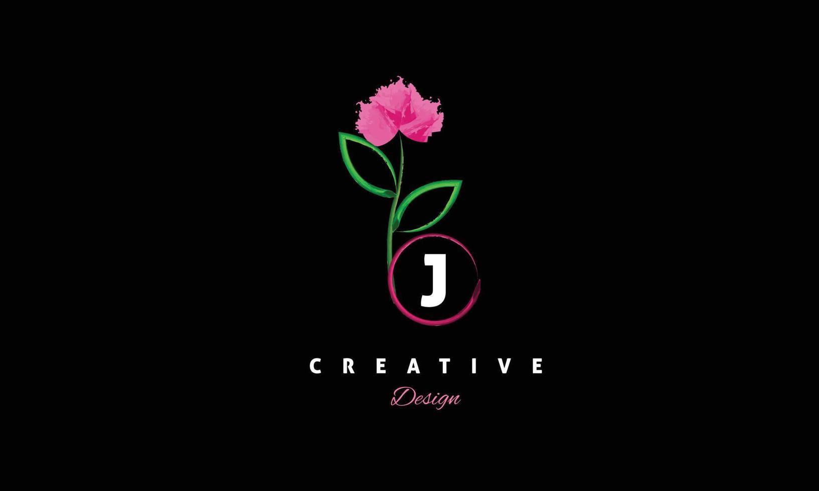 J alphabet  water color logo artistic, fancy,  trendy hand drawn  vector design on black  background.