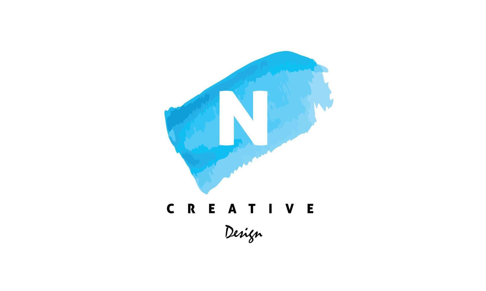 N  water color logo artistic, fancy,  trendy hand drawn  vector design on grey background.