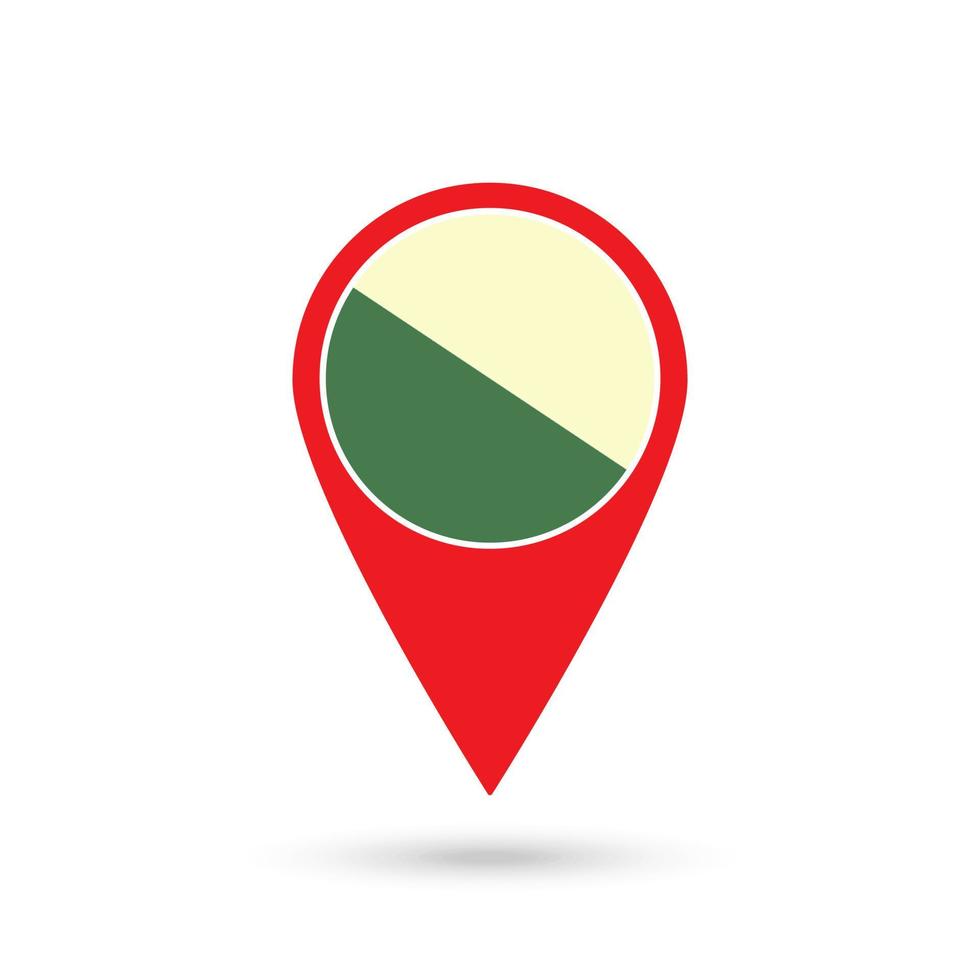 Map pointer with Department of Huanuco Flag. Peru. Vector Illustration.