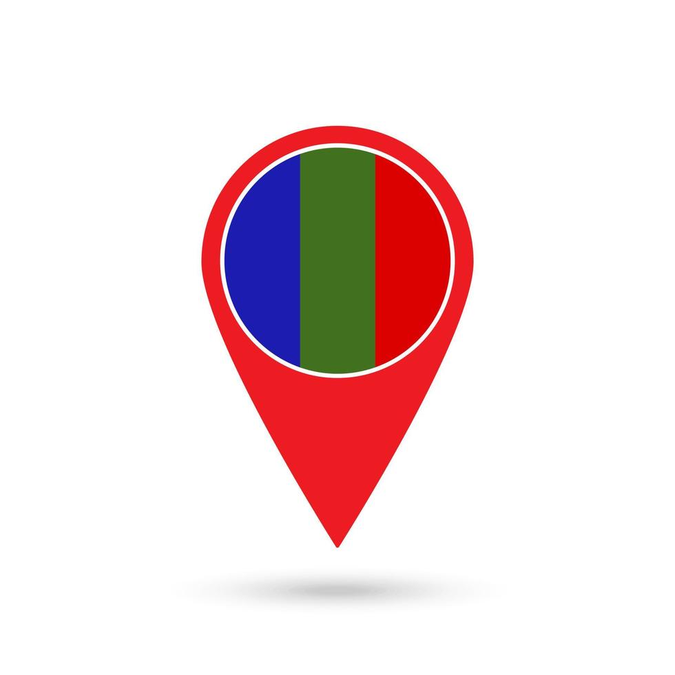 Map pointer with Department of Moquegua Flag. Peru. Vector Illustration.