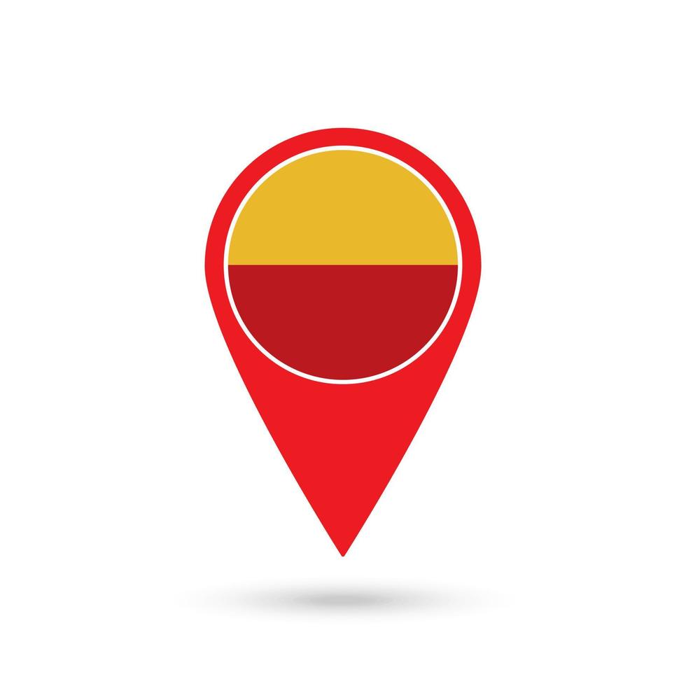 Map pointer with Department of Lambayeque Flag. Peru. Vector Illustration.