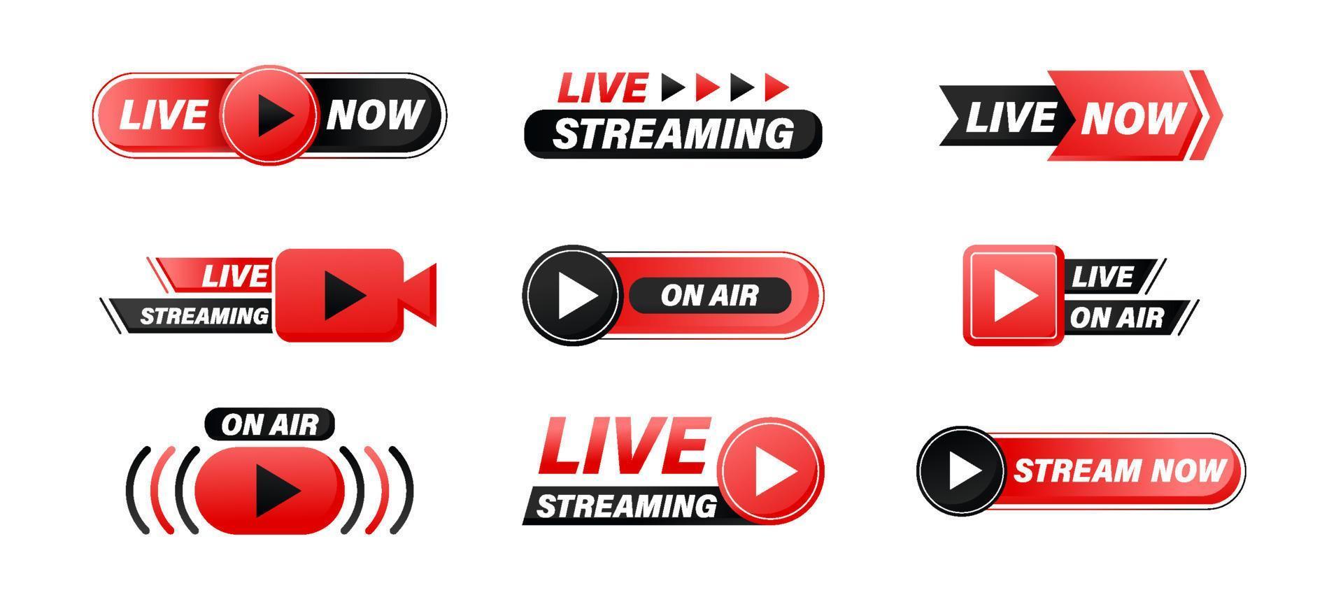 Live Streaming Badges Set vector