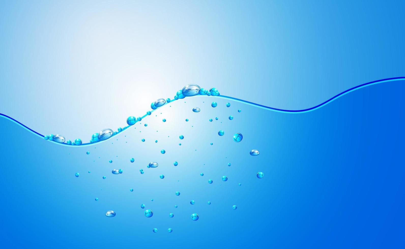 Close up blue water splash with bubbles on light blue background.Vector illustration vector