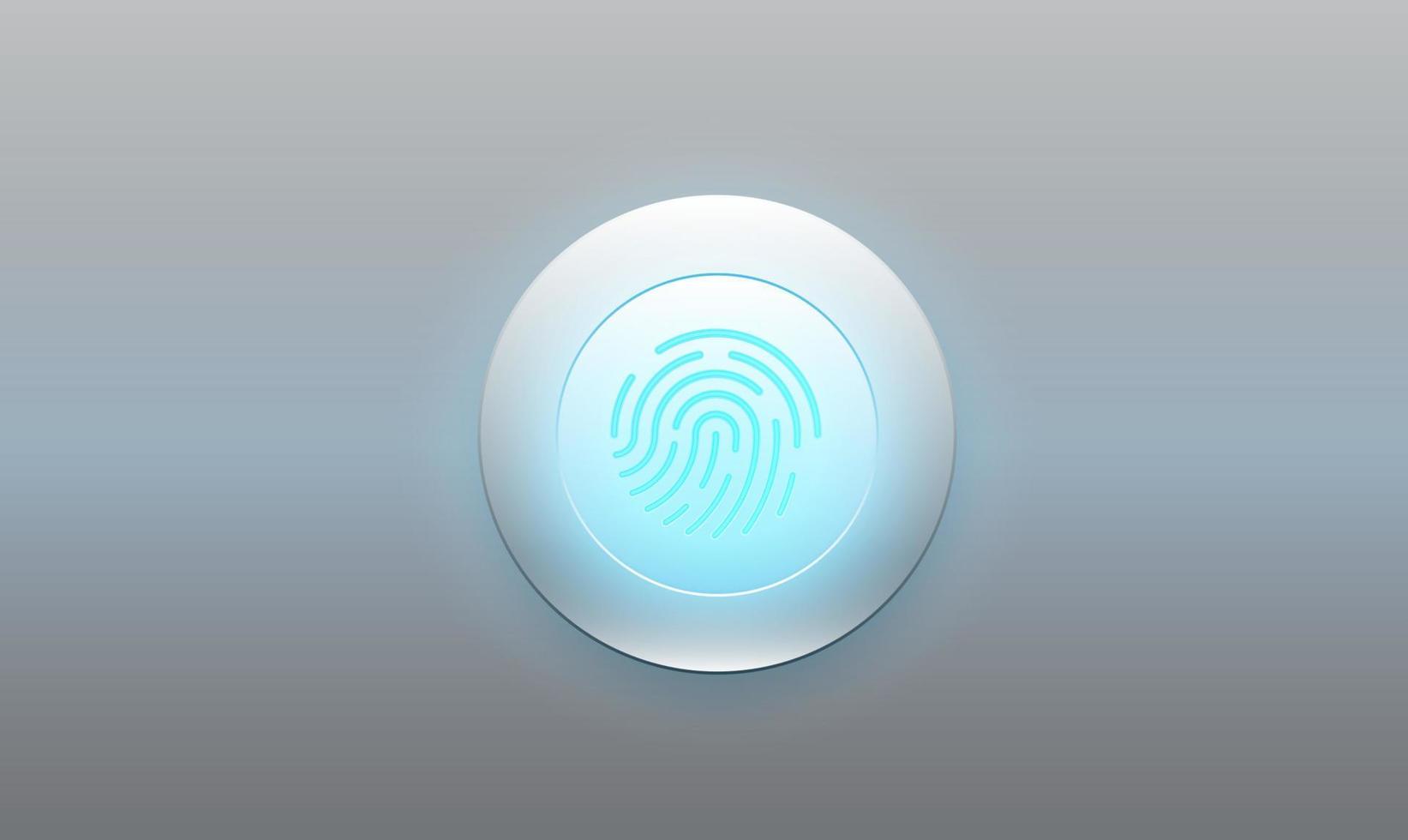 Fingerprint scanner icon and round button with metallic background.Vector illustration vector