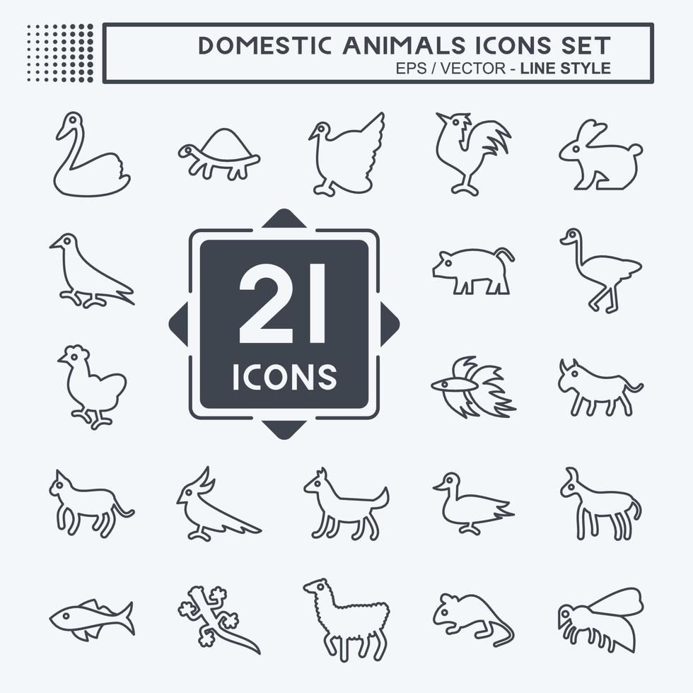 Icon Set Domestic Animals. related to Education symbol. simple design editable. simple illustration vector