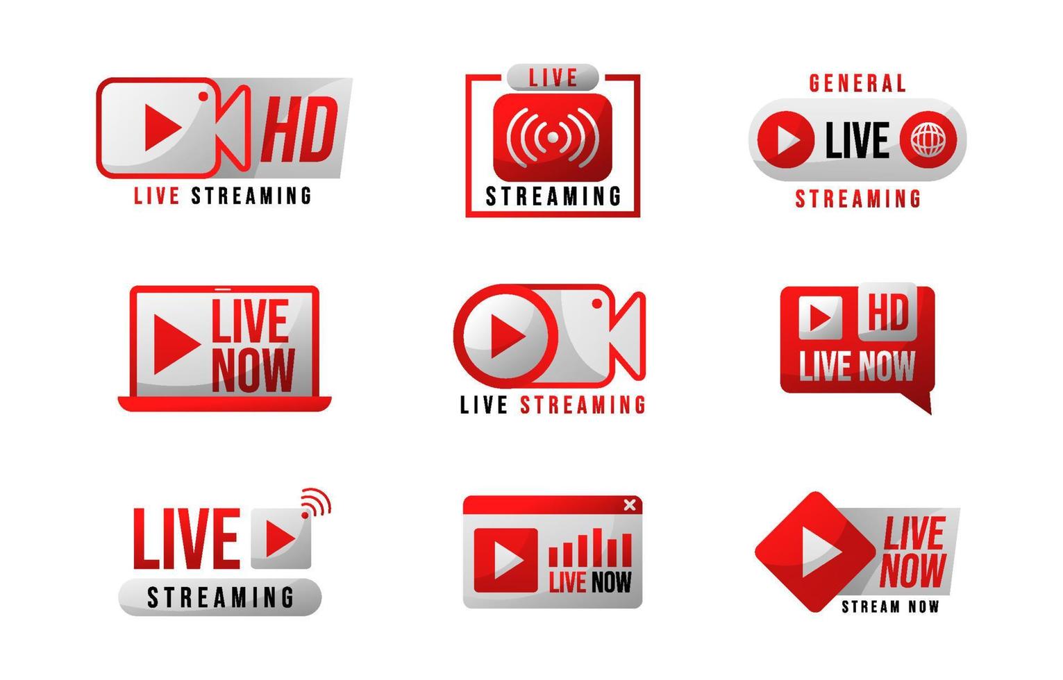 Live Streaming Badges Set vector