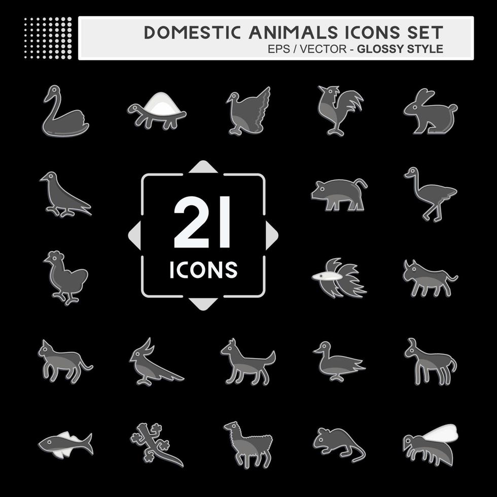Icon Set Domestic Animals. related to Education symbol. simple design editable. simple illustration vector