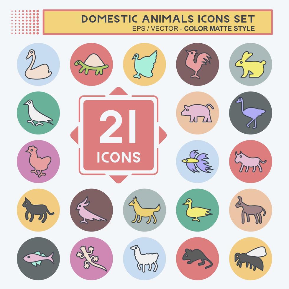Icon Set Domestic Animals. related to Education symbol. simple design editable. simple illustration vector