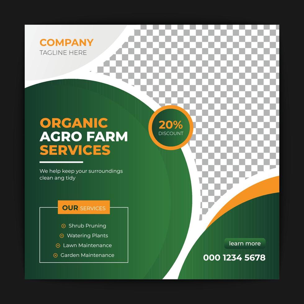 Agriculture and garden service for social media post and banner design vector