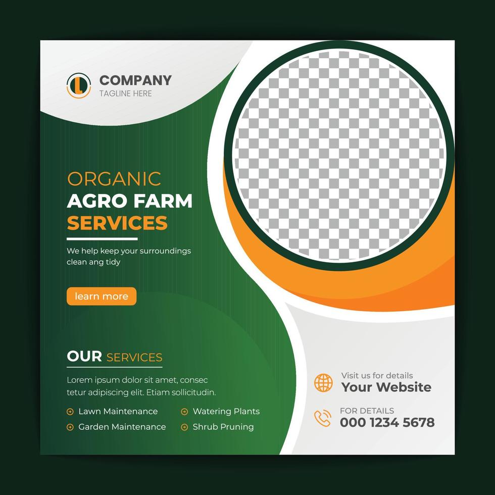 Agriculture and garden service for social media post and banner design vector