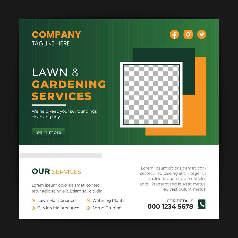 Agriculture and garden service for social media post and banner design vector