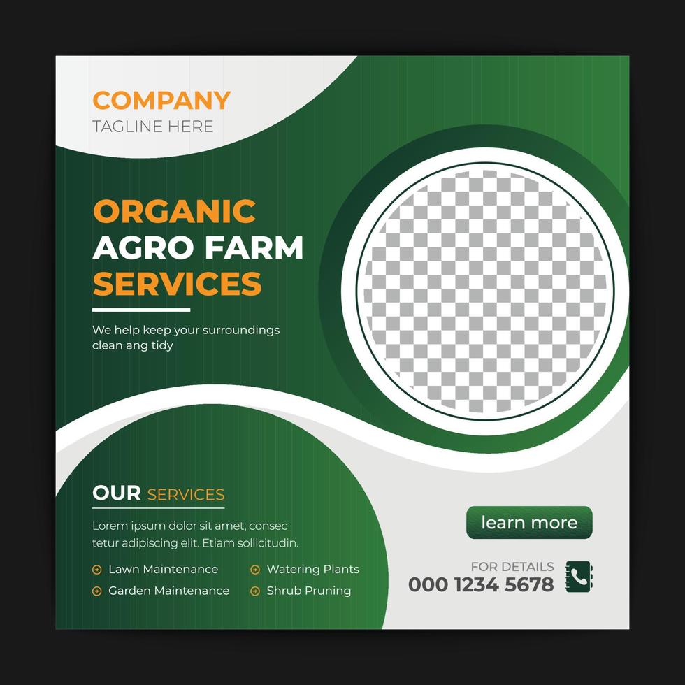 Agriculture and garden service for social media post and banner design vector