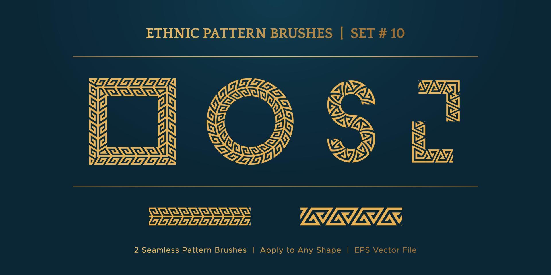 Vintage Old Greek Geometric Pattern Borders Frames, Traditional Ethnic Vector Certificate Border Frame Collection