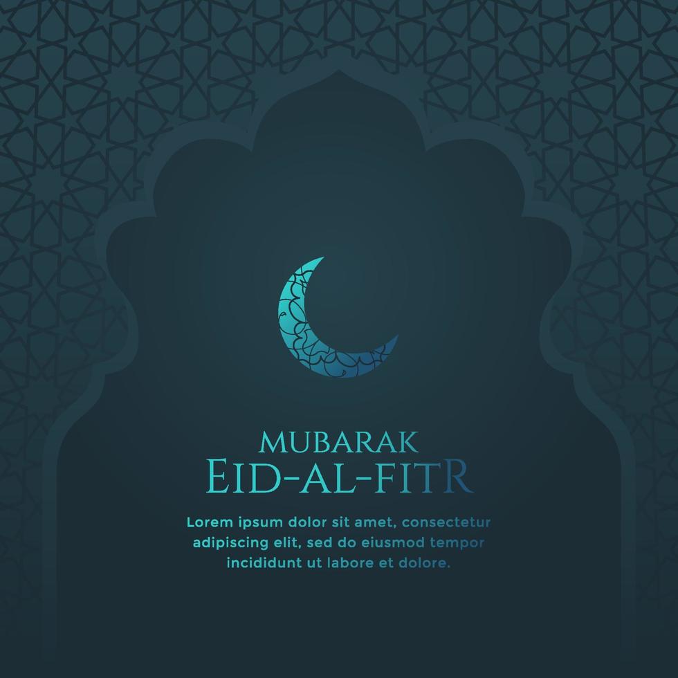 Eid Al-Fitr Mubarak, Ramadan Kareem, Islamic Arabic Style Greeting Background with Crescent Moon Illustration vector