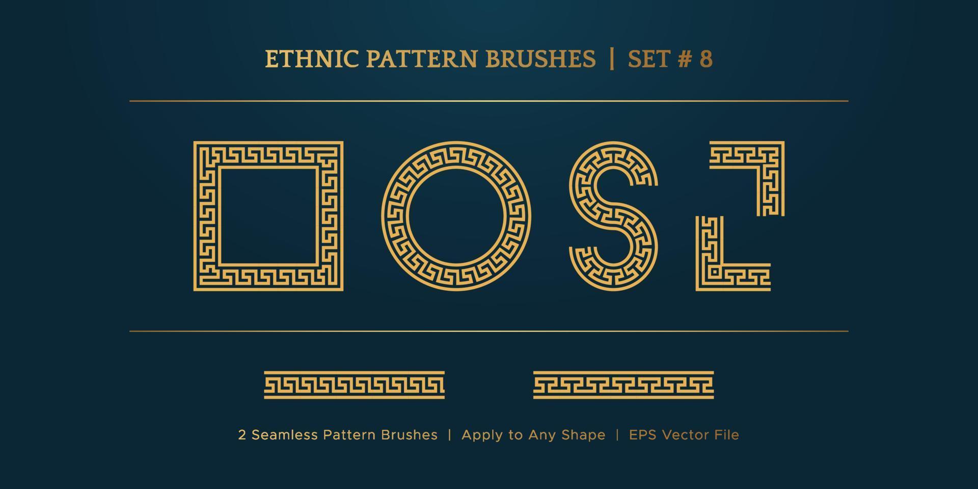 Vintage Old Greek Geometric Pattern Borders Frames, Traditional Ethnic Vector Certificate Border Frame Collection