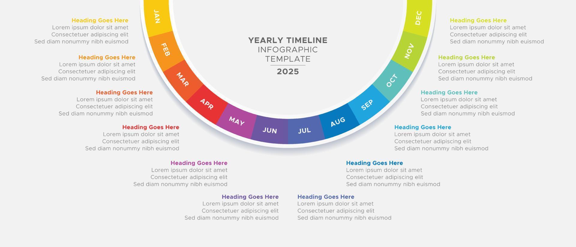 Modern Timeline Circle Business Infographic Template Design with 12 Periods Months vector