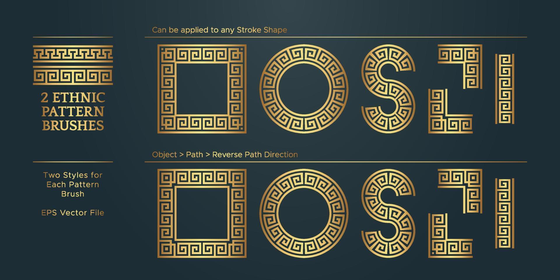 Vintage Golden Geometric Pattern Borders Frames, Traditional Ethnic Vector Border Frame Collection