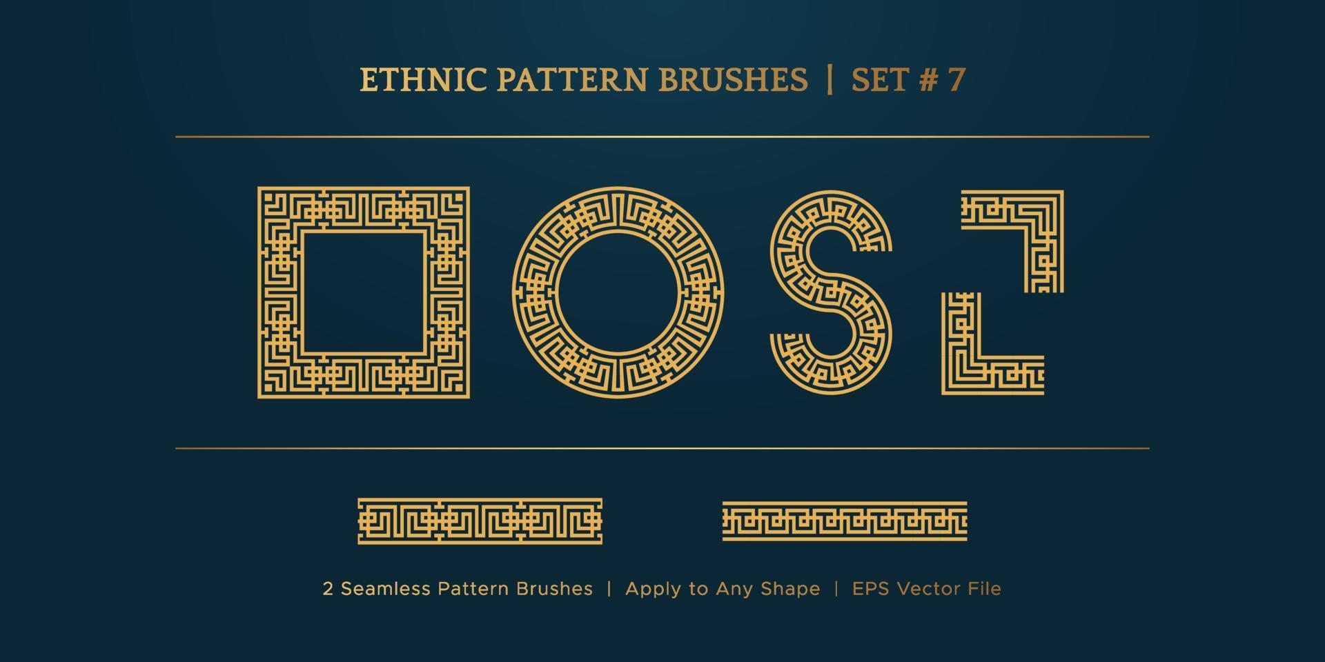 Vintage Old Greek Geometric Pattern Borders Frames, Traditional Ethnic Vector Certificate Border Frame Collection