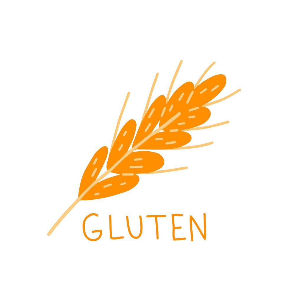 Gluten sign. Spikelet of wheat. Healthly food concept icon. vector