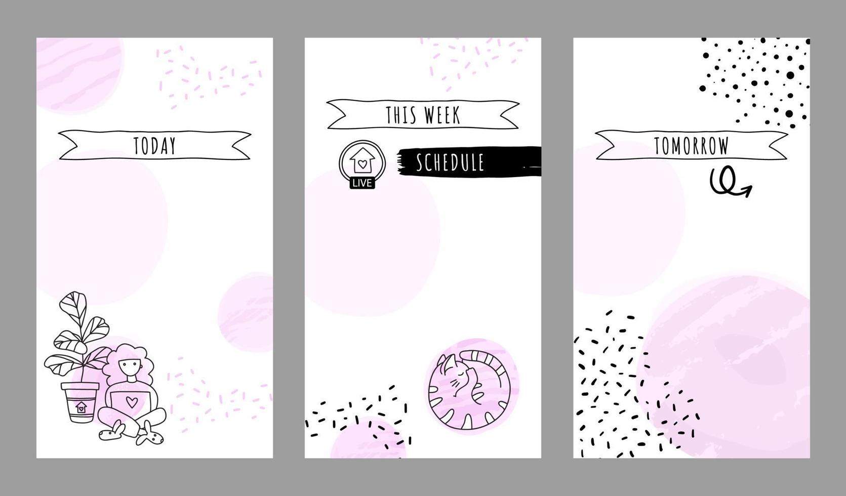 Trendy editable template for Instagram stories. Template for the schedule. vector