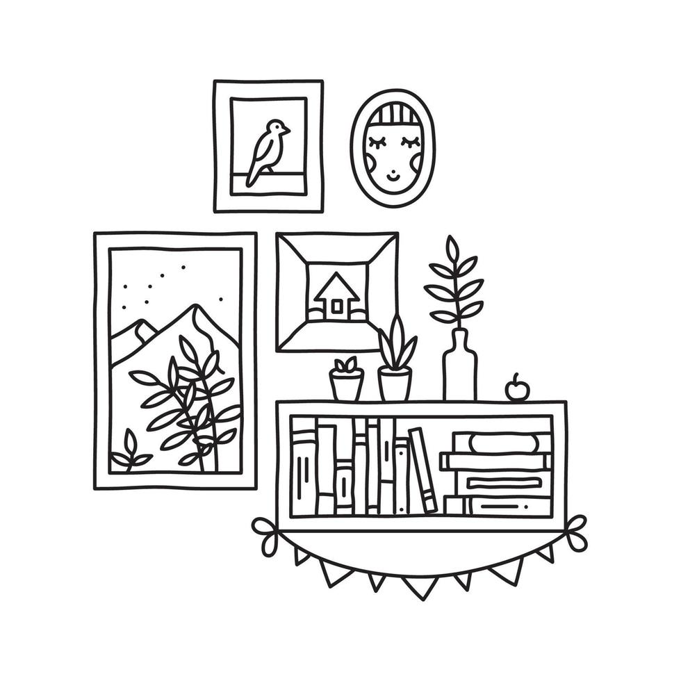 Vector stock illustration with single object, interior element, hand drawn, doodle style.