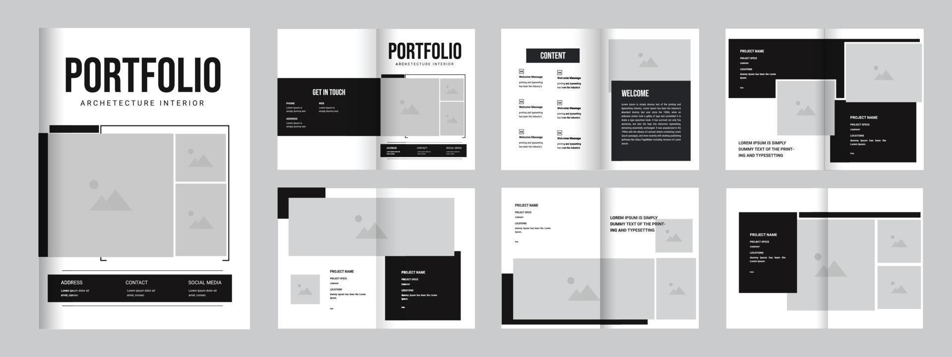 Architecture portfolio or portfolio template design, A4 size professional portfolio template vector