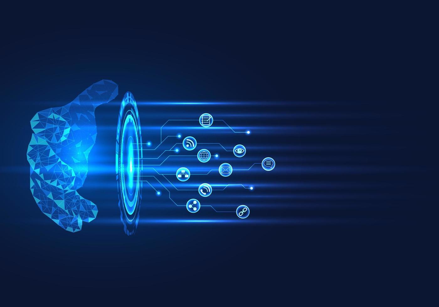 Hand controlling smart technology networks Today's technology allows people to have one-handed access to various information sources, sending data, e-mails, transactions, or even messages. vector