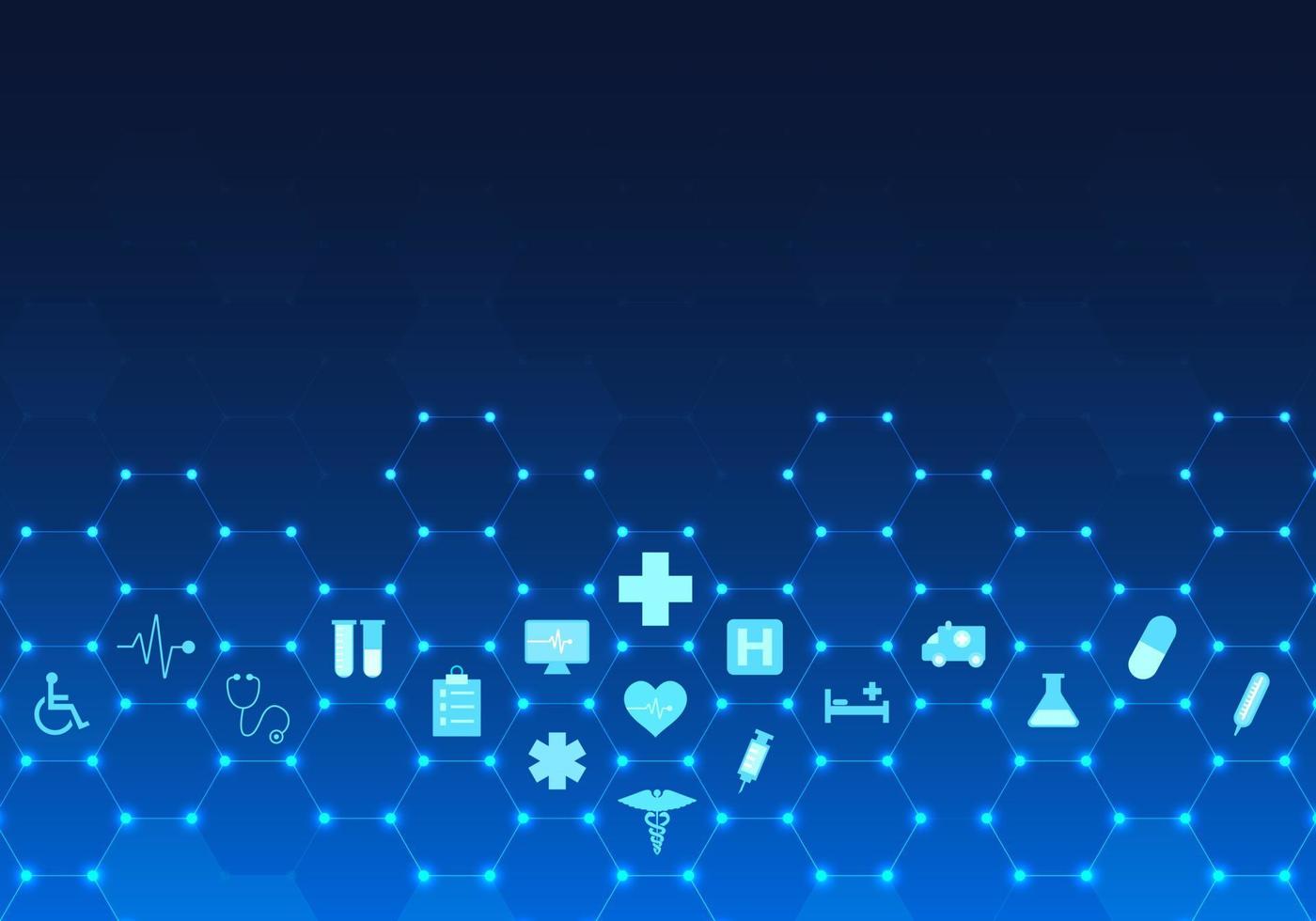 Background smart medical technology that collects medical information, drugs, and doctors that allows patients to access treatment quickly and out of danger vector