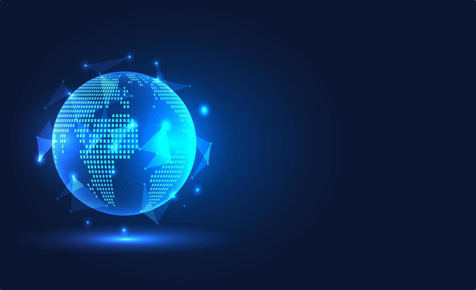 Global blockchain technology network that connects smart technology to provide instant access to information anywhere to expand business globally. vector