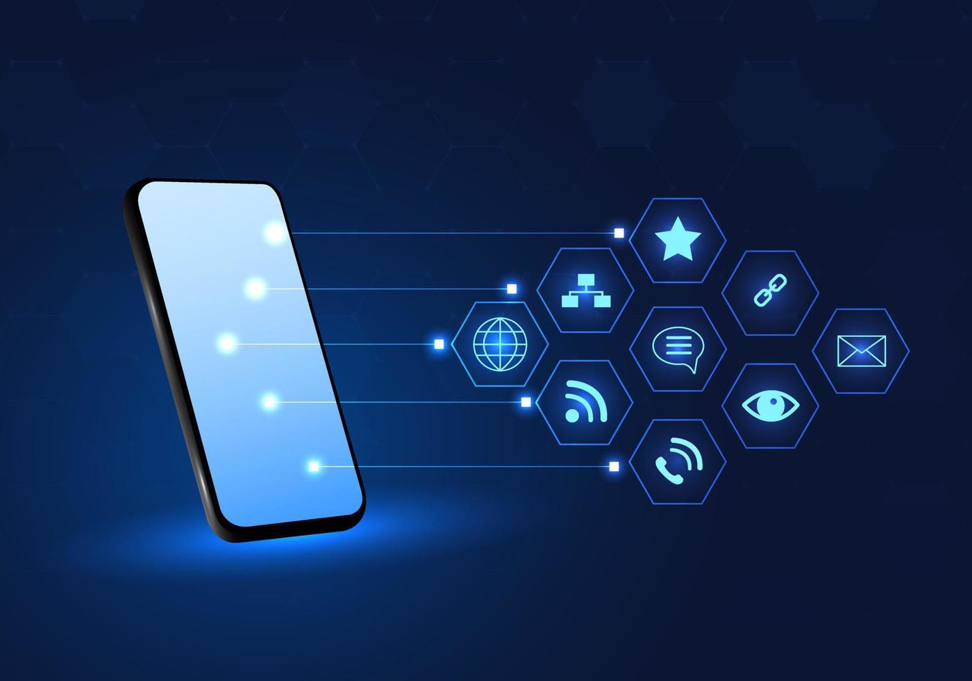 Smartphone technology that allows quick access to online smart technology, both information business information or sending emails to customers conveniently and quickly vector