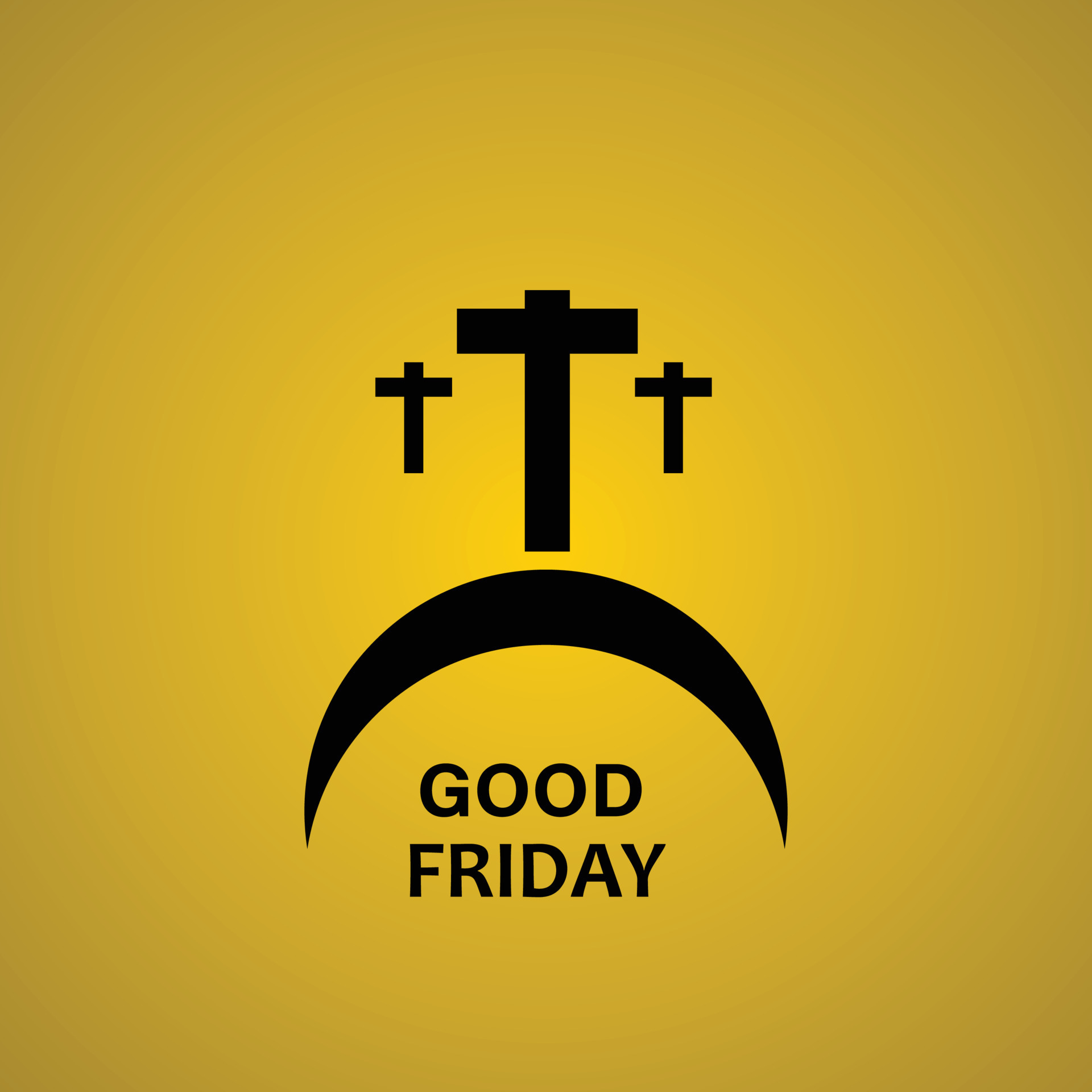 Three Christian Easter and Good Friday Holiday Crosses on Hill of